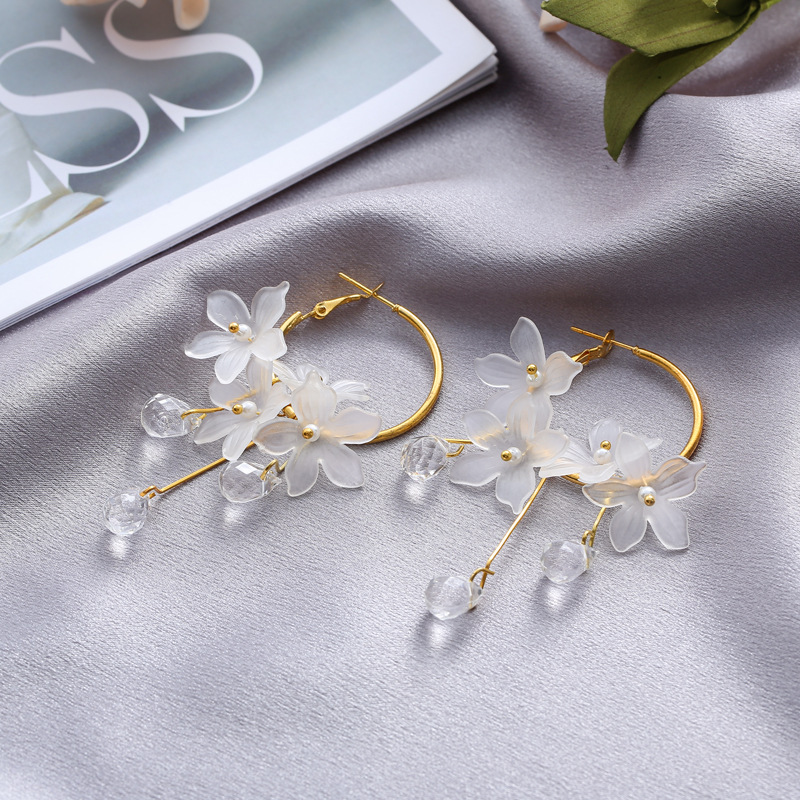 Picture of My Love Korean Flower Tassel Drop Earrings