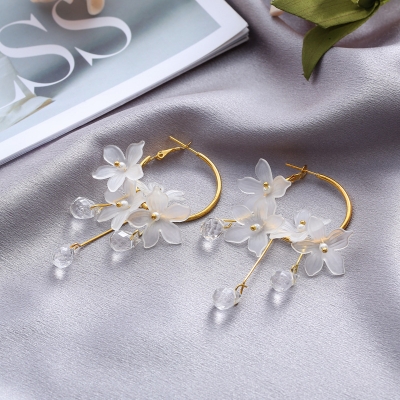 Picture of My Love Korean Flower Tassel Drop Earrings