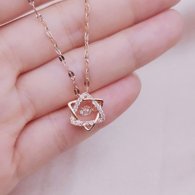 Picture of Star Point Titanium Steel Real Gold Electroplating Neckless for Women