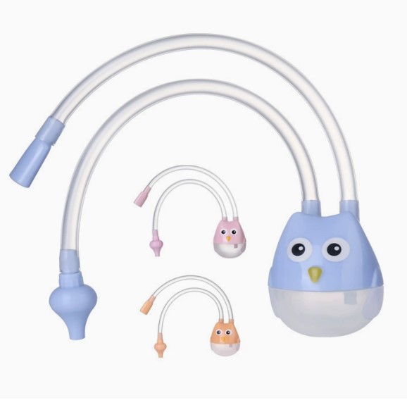 Picture of Newborn Baby Nasal Aspirator Owl Shape Comfortable Oral Suction Baby Safety Nose Cleaner Anti-reflux High Quality Silicone Snot Suction Pipe
