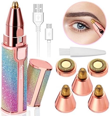 Picture of 2 in 1 Eyebrow Trimmer & Face Hair Remover for Women wirh Light Rechargeable Waterproof Painless Facial Hair Removal for Lips Nose Face Body