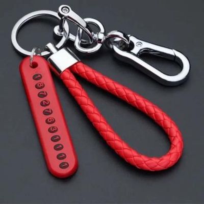 Picture of Pendant keychain Phone Number Bicycle Car Auto Motor Cycle Key Ring Anti-Lost Number Plate Mobile Number Gift for Husband