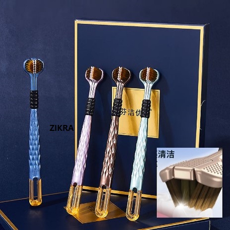 Picture of Three-Sided Soft Bristle Toothbrush 3D Manual Adult Toothbrush with Tongue Scraper