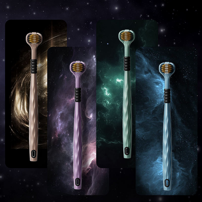 Picture of Three-Sided Soft Bristle Toothbrush 3D Manual Adult Toothbrush with Tongue Scraper