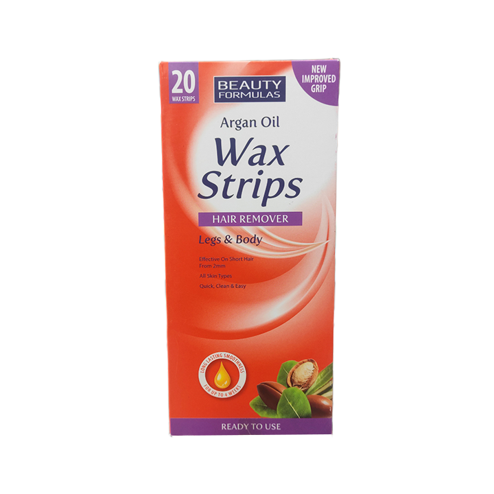 Picture of Beauty Formulas Argan Oil Wax Strips Hair Remover Legs & Body - 20 wax Strips