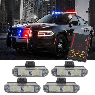 Picture of Car Led Strobe Warning light  Flashing Firemen Lights Wireless Remote 4x2/led  DC 12V - (Remote system) All Car -8 LED