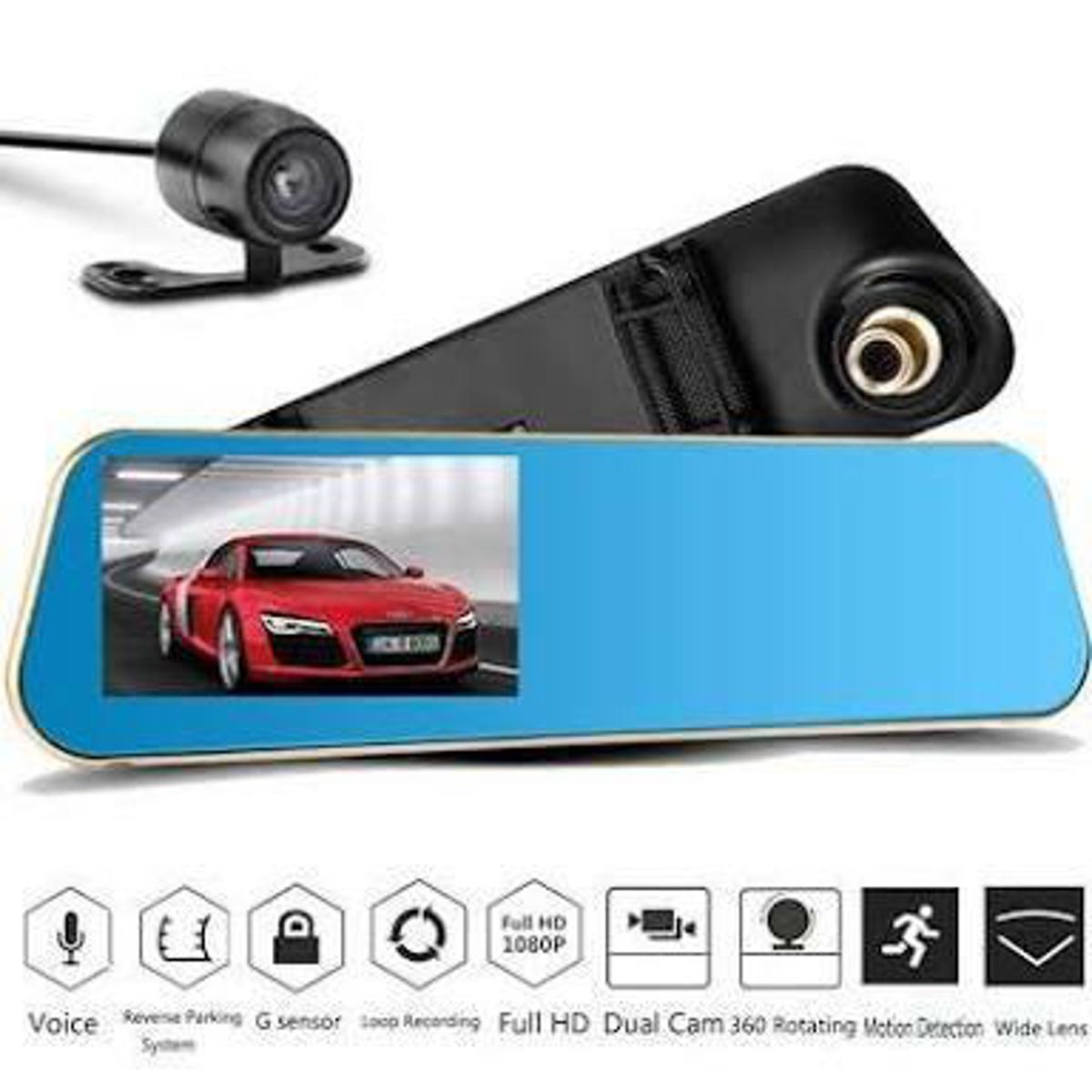 Picture of car rearview mirror DVR HD dual lens video recorder camcorder vehicle dash cam