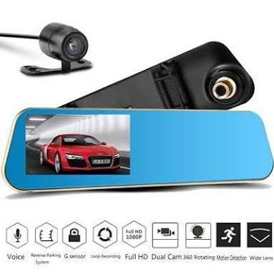 Picture of car rearview mirror DVR HD dual lens video recorder camcorder vehicle dash cam