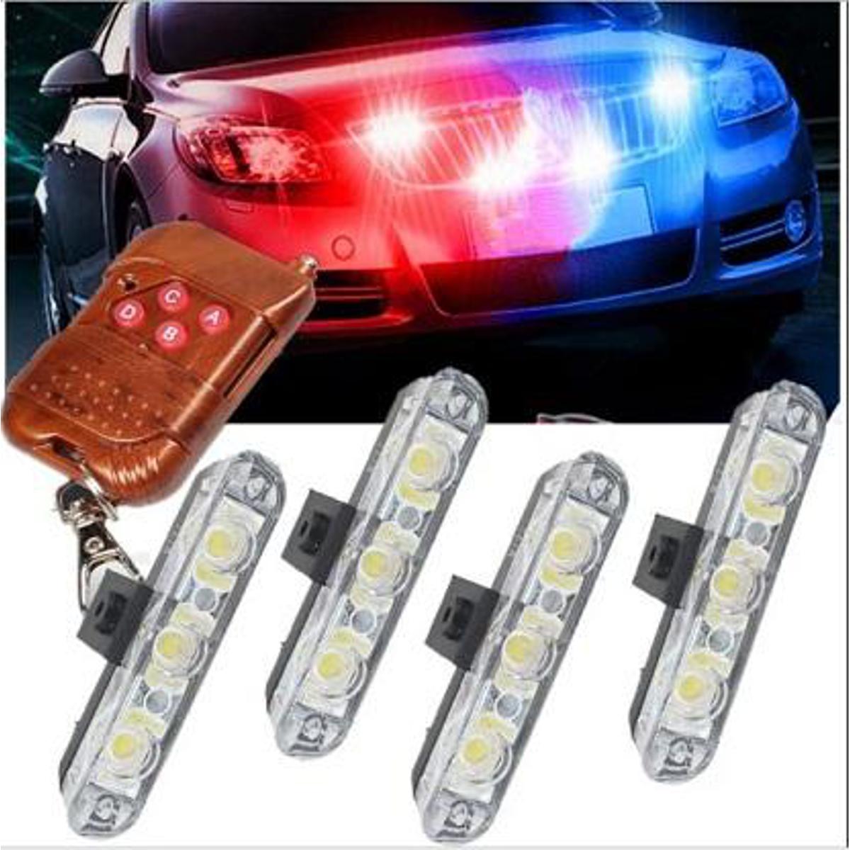 Picture of Car Led Strobe Warning light  Flashing Firemen Lights Wireless Remote 4x3/led  DC 12V - (Remote system) All Car -12 LED