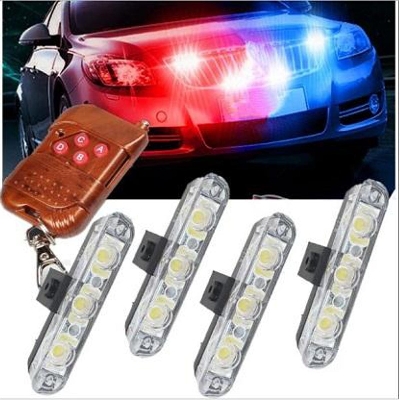 Picture of Car Led Strobe Warning light  Flashing Firemen Lights Wireless Remote 4x3/led  DC 12V - (Remote system) All Car -12 LED