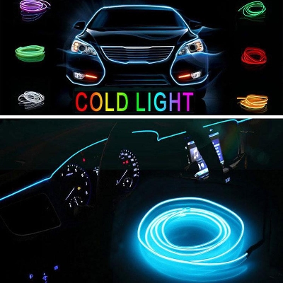 Picture of car cold light line LED car atmosphere lamp flexible interior decoration moulding trim strips light - Blue
