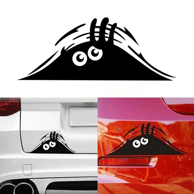 Picture of Funny Creative 3D Big Eyes Car Decal Black Sticker Peeking Monster- 19x7CM