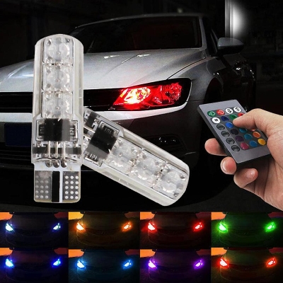 Picture of Super Bright 2x T10 5050 LED RGB Multi-color Interior Wedge Side Light Car Parking light - Remote