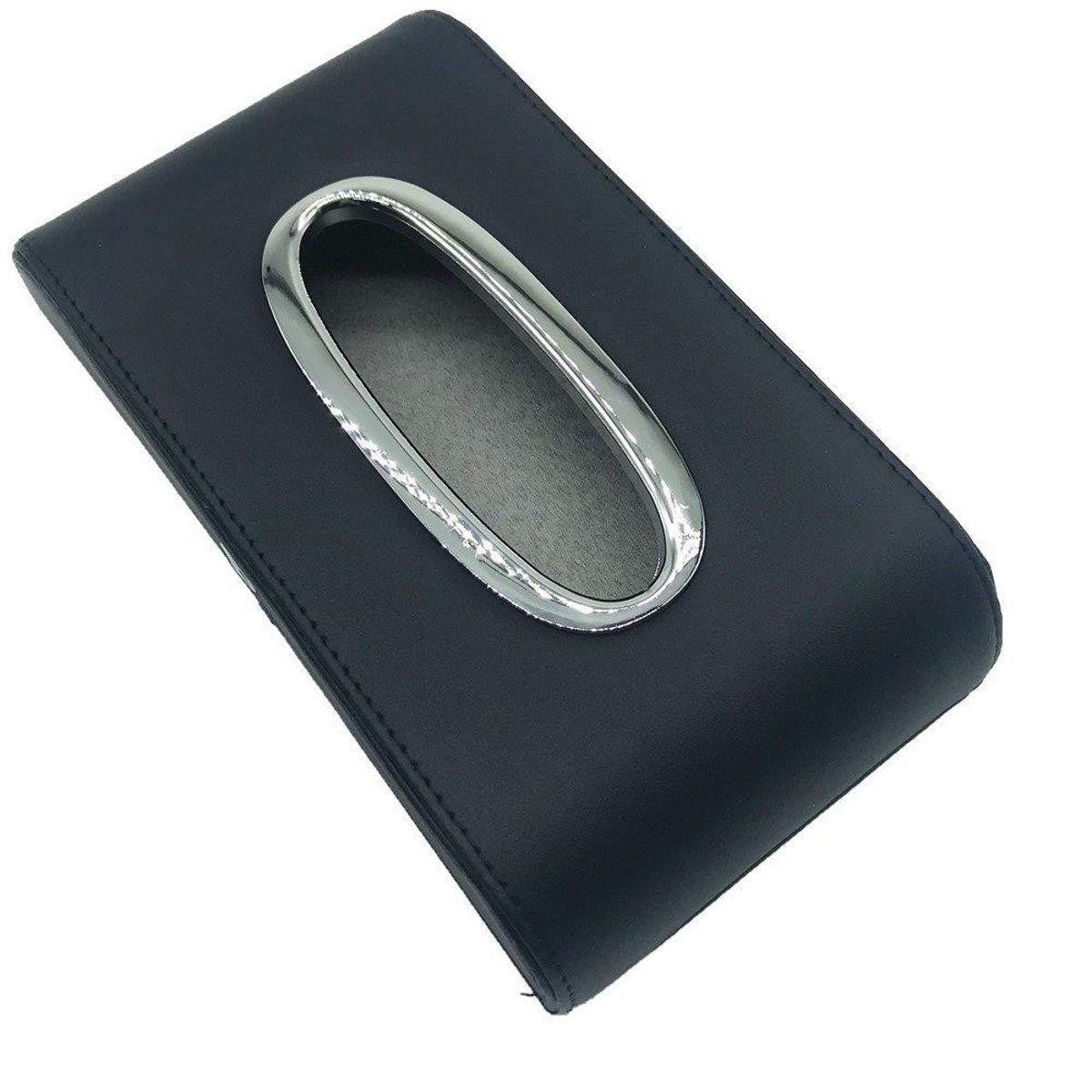 Picture of Leather Tissue Box Car/Home/ Bathroom/Auto Tissue Box Container Towel Napkin Paper Holder for Car Interior Styling -  Black