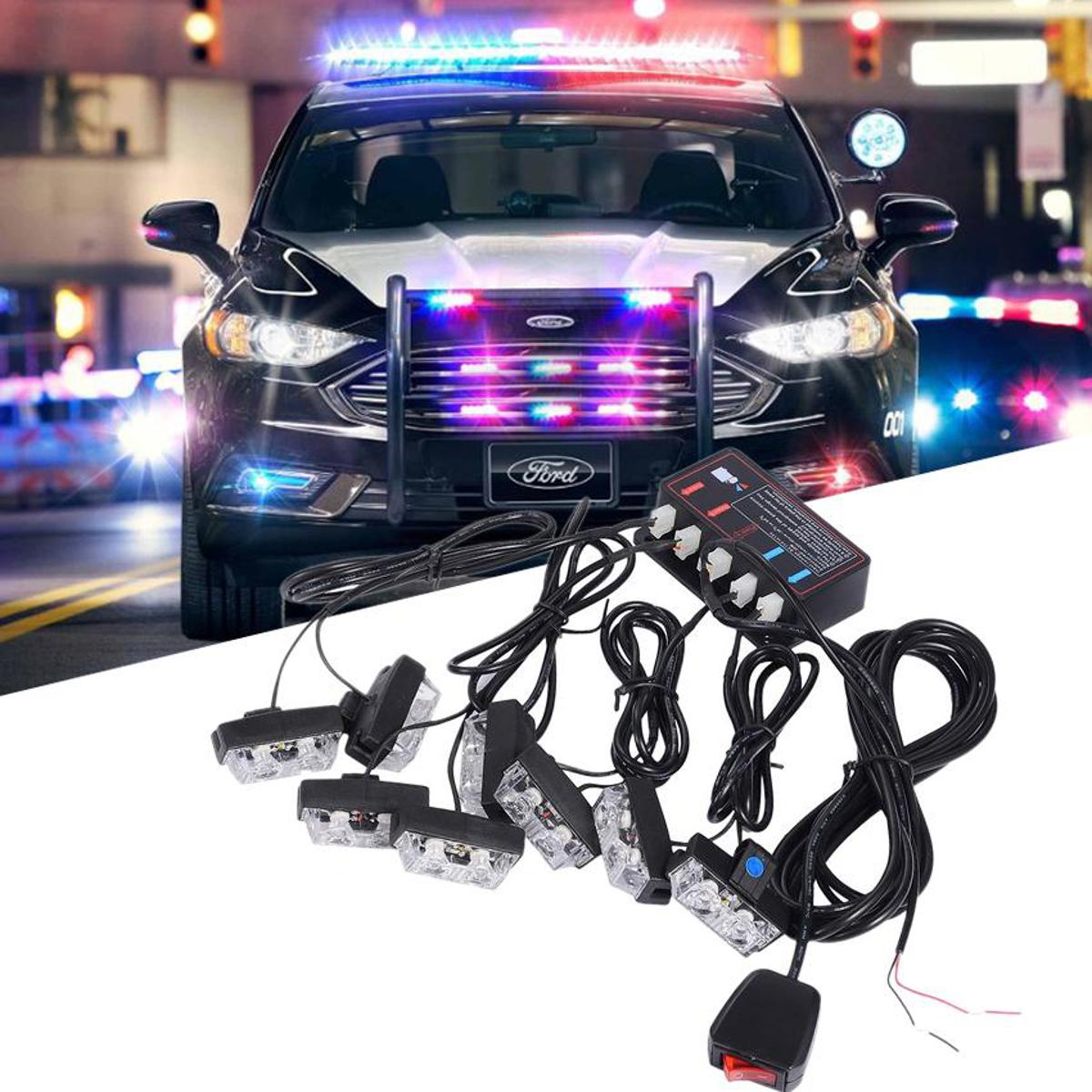 Picture of Car Strobe Light -16LED Wired Control Flashing Signal Lights yellow Blue LED Daytime Running Light