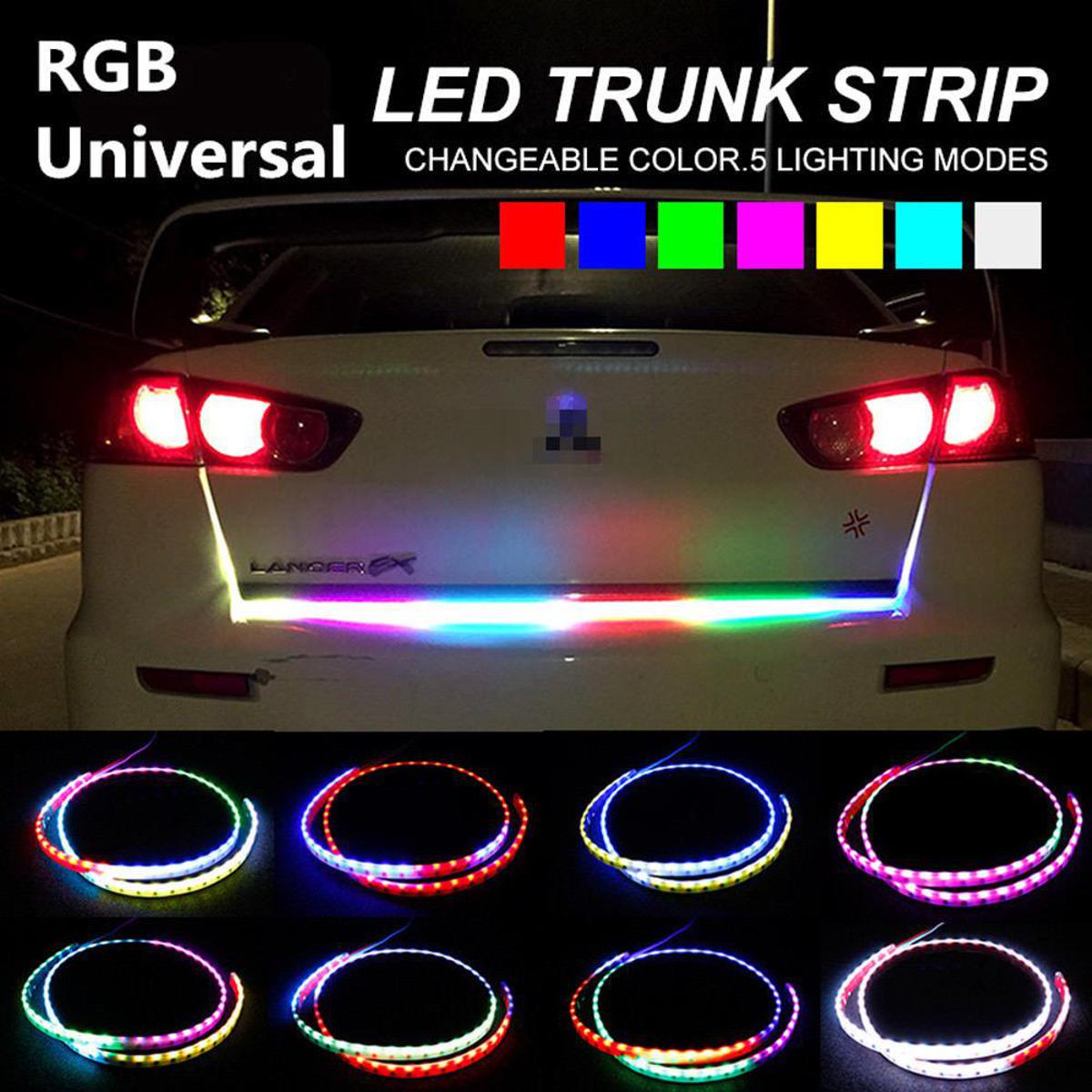 Picture of Car Rear Trunk Lights Multicolor RGB Tail box Light Dynamic Streamer Brake Turn Signal Warning LED Strip Car Styling - Multicolor