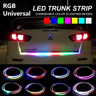 Picture of Car Rear Trunk Lights Multicolor RGB Tail box Light Dynamic Streamer Brake Turn Signal Warning LED Strip Car Styling - Multicolor