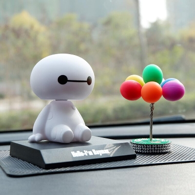 Picture of 2021 trendy Happy valentines valentines gift Cartoon Bymax Robot Shaking Head Figure Car Ornaments- Tray with Mat