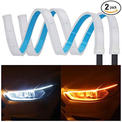 Picture of OKEEN 2x Ultrafine 30cm 45cm 60cm drl LED Flexible Tube Style Daytime Running Lights Tear Strip Car front Headlight Turn Signal