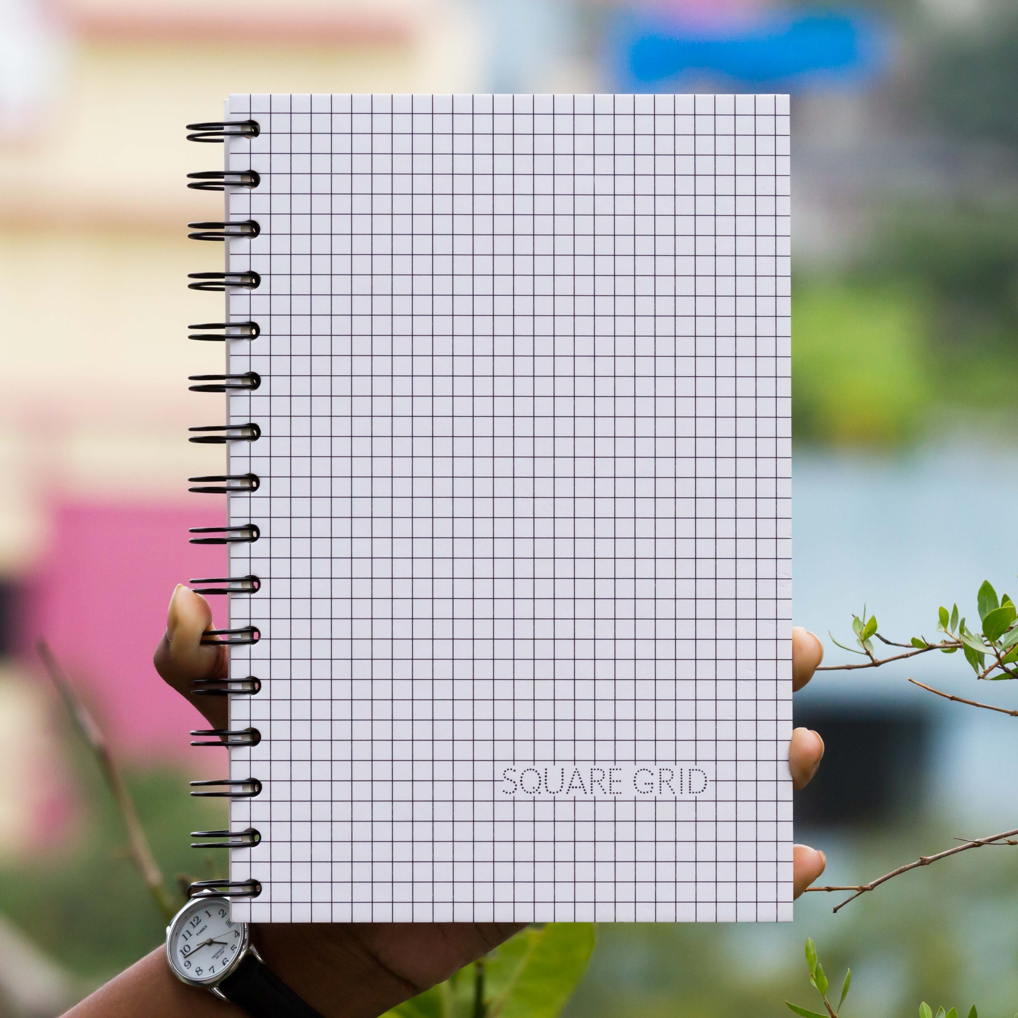 Picture of Designer Series White Grid Print Spiral Grid Graph Notebook