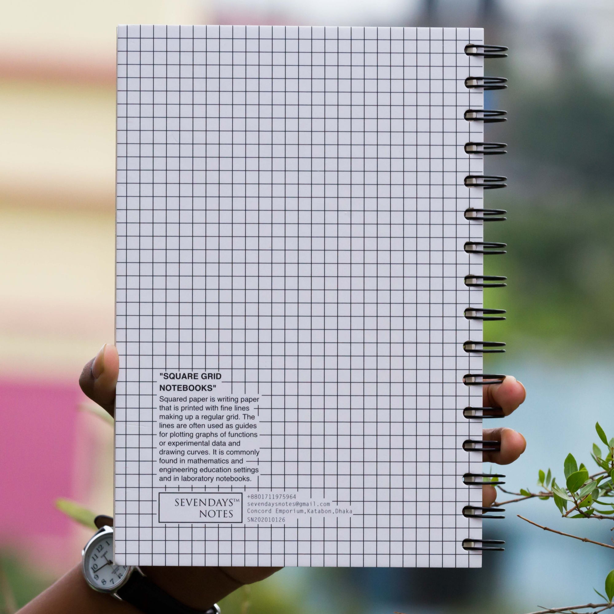 Picture of Designer Series White Grid Print Spiral Grid Graph Notebook