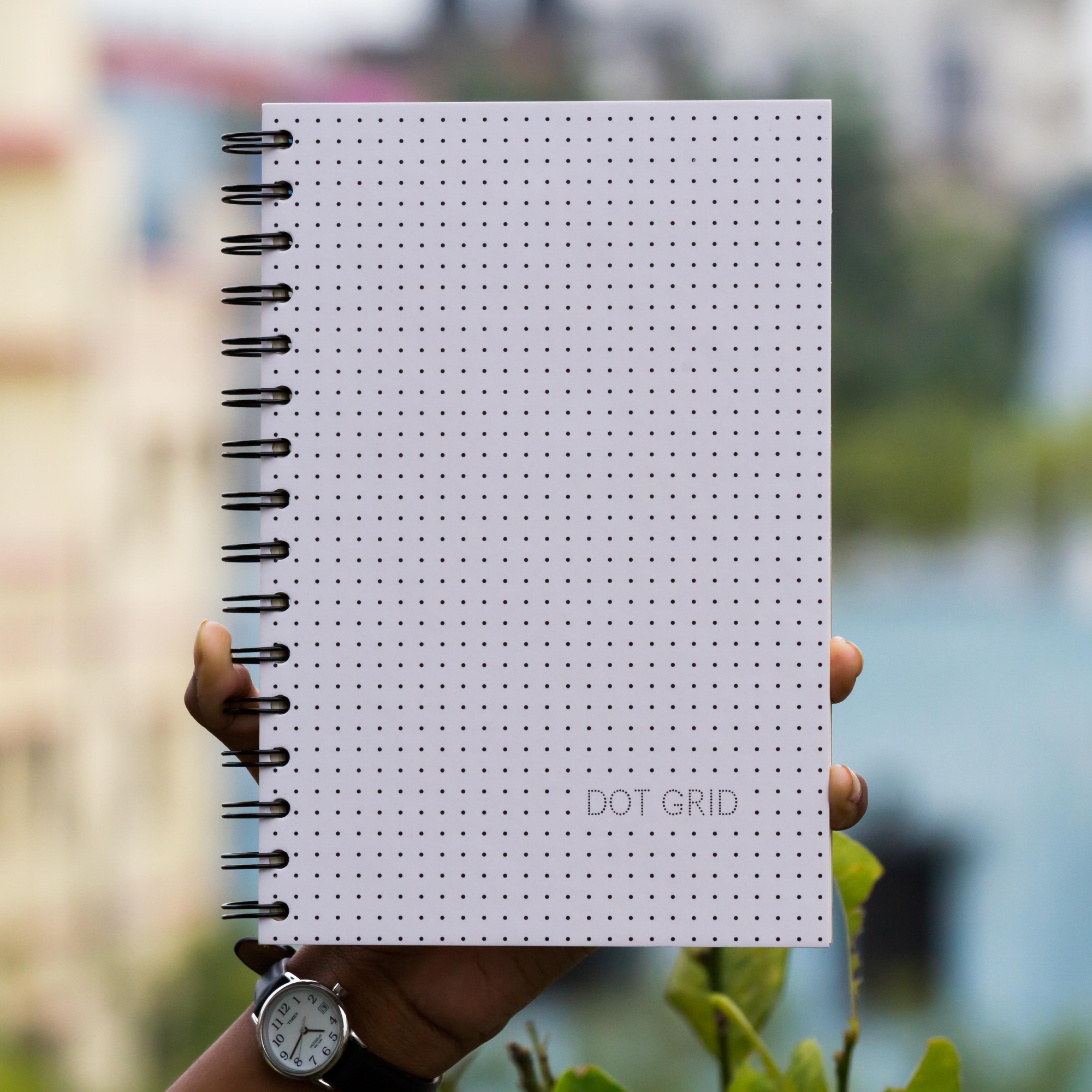 Picture of Designer Series White Dot Print Spiral Dotted Grid Notebook