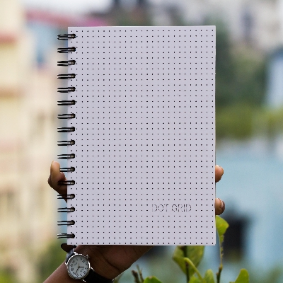 Picture of Designer Series White Dot Print Spiral Dotted Grid Notebook