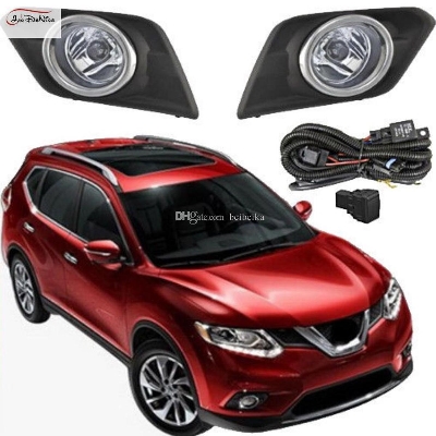 Picture of Auto Fog Lights Kits Halogen Lamp Source for Nissan Rogue X-Trail 2014 4300K Yellow ABS Plastic 12V 55W Plating Light Covers