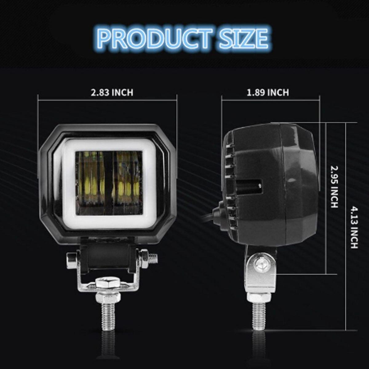 Picture of 1pair 3Inch 12V 24V 6500K 40W Waterproof Square LED Portable Spotlights Angel Eyes Light Bar Offroad Car Boat led Work Light