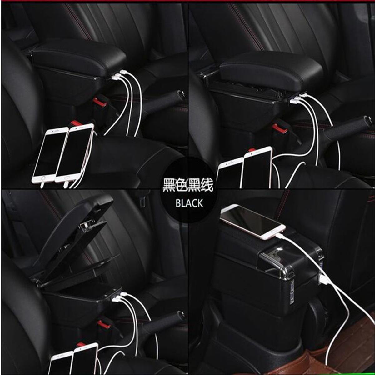 Picture of Car Armrest Box USB Charging Central Store Heighten Content Cup Holder Accessories Universal