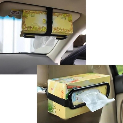 Picture of Black Car Sun Visor Tissue Paper Box Holder Automobile Car Organizer Auto Storage Accessories Seat Back Clip Bracket for Paper