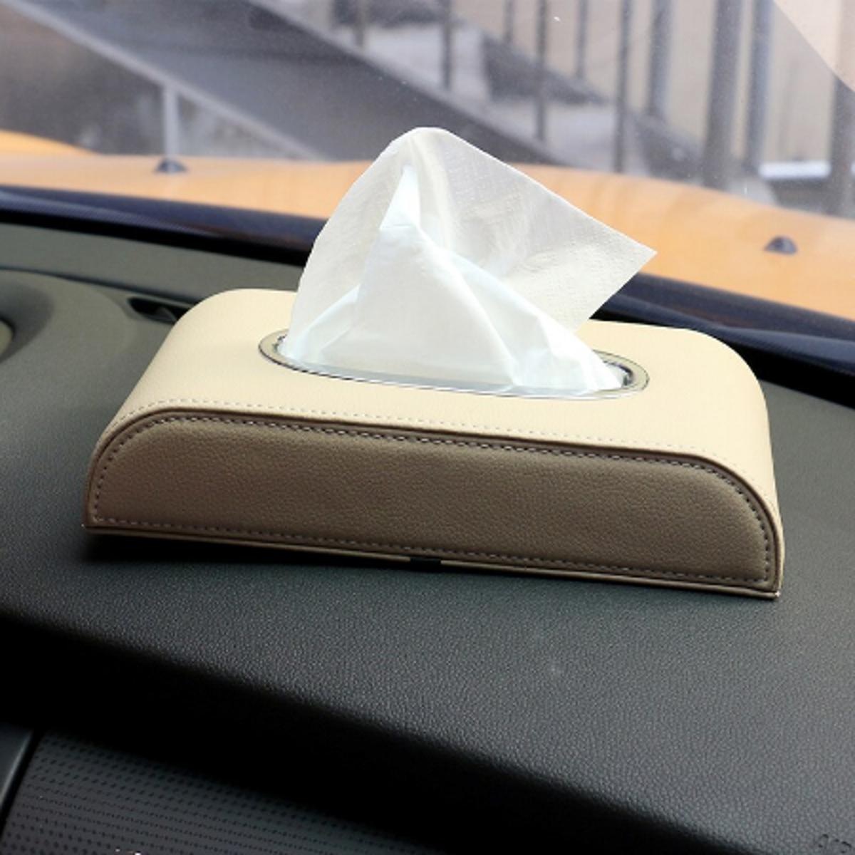 Picture of PU Leather Car Tissue Box Paper Towels Container Block Tissue Cover Case Universal