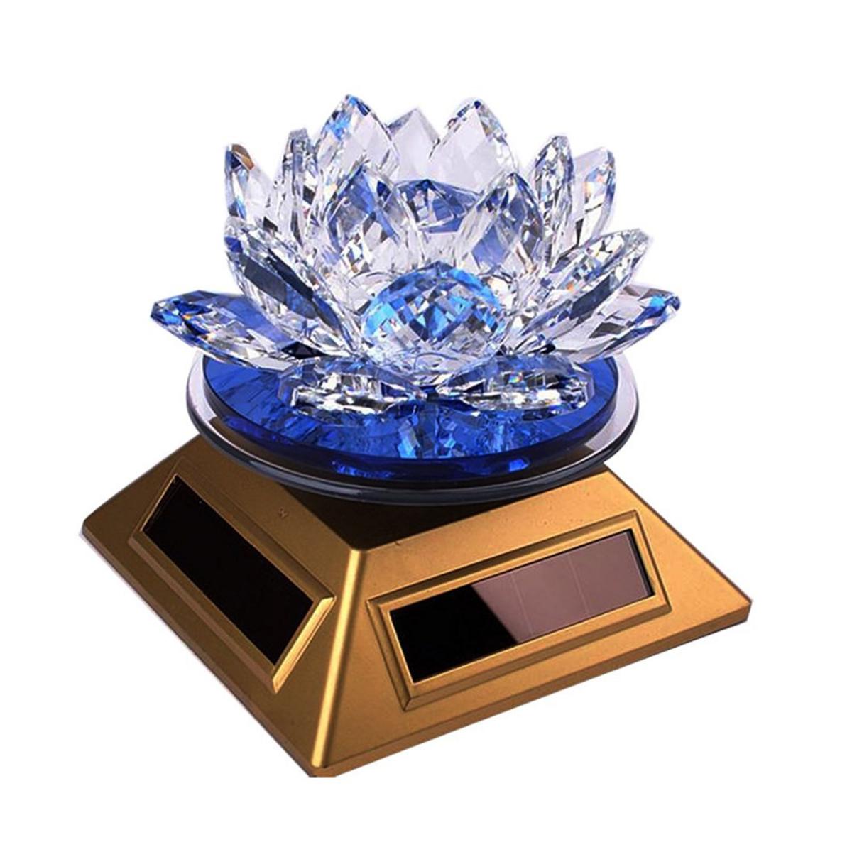 Picture of Solar Energy Crystal Lotus Flower Decoration Blue Green Purple Yellow (Showpies Valentine Gift)