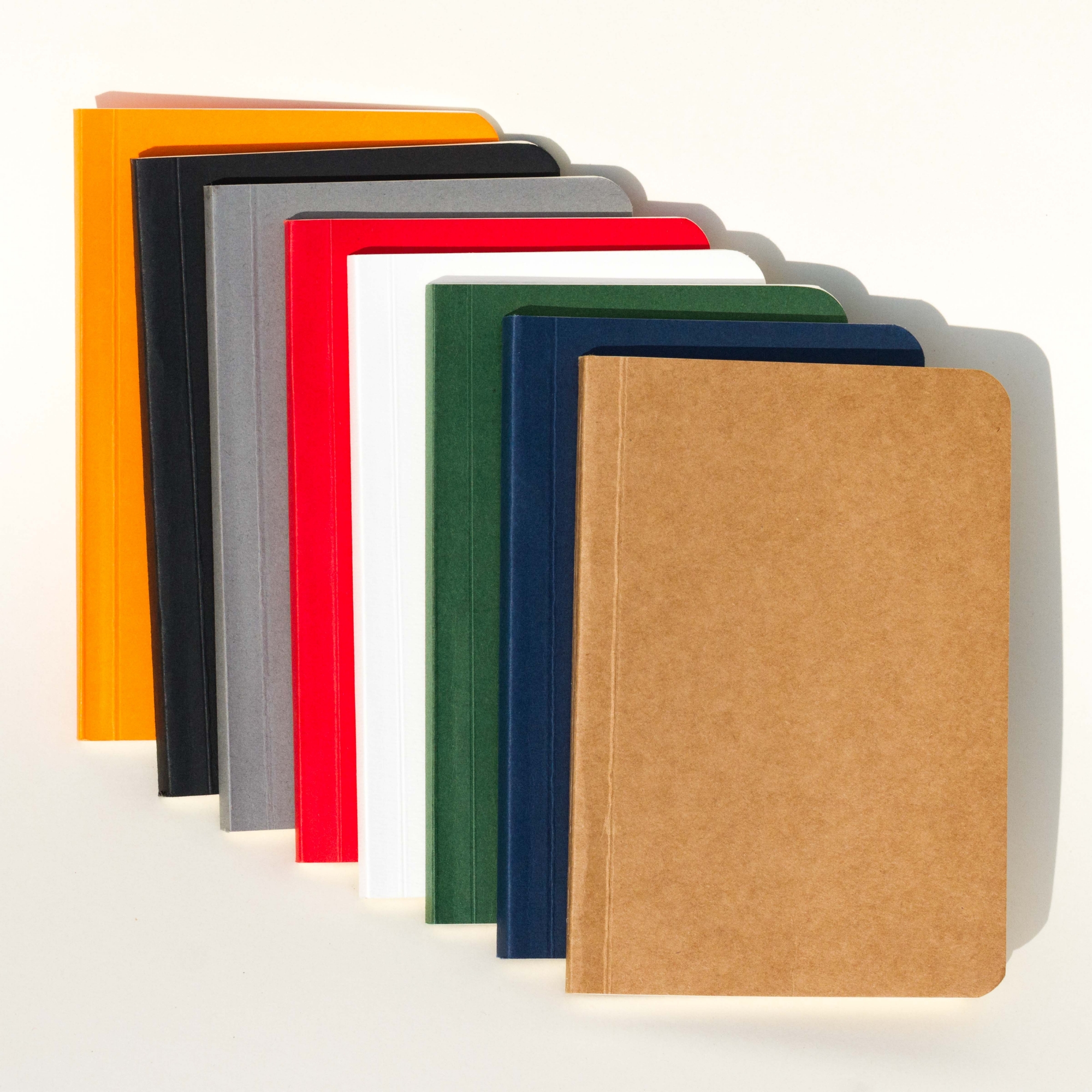Picture of Pocket Book Black, Blue, Grey, Kraft, Green, Orange, Red & White Notebook 8-Pack