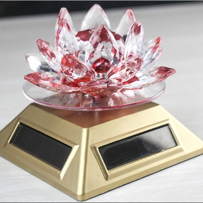 Picture of Solar Energy Crystal Lotus Flower Decoration Blue Green Purple Yellow (Showpies Valentine Gift)