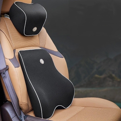 Picture of Car Cushion Car Waist Cushion Seat Support Back Pillow Memory Foam- combo pack