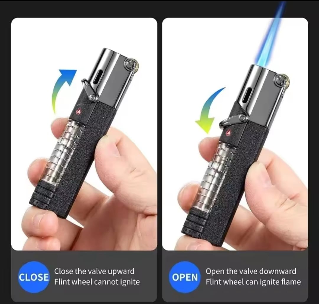 Picture of Butane Fuel Lighter Torch Jet Lighter with Visible Gas, Lockable Flame, Windproof Lighters, Unique Gifts for Men, Women Picture of Butane Fuel Lighter Torch Jet Lighter with Visible Gas, Lockable Flame, Windproof Lighters, Unique Gifts for Men, Women