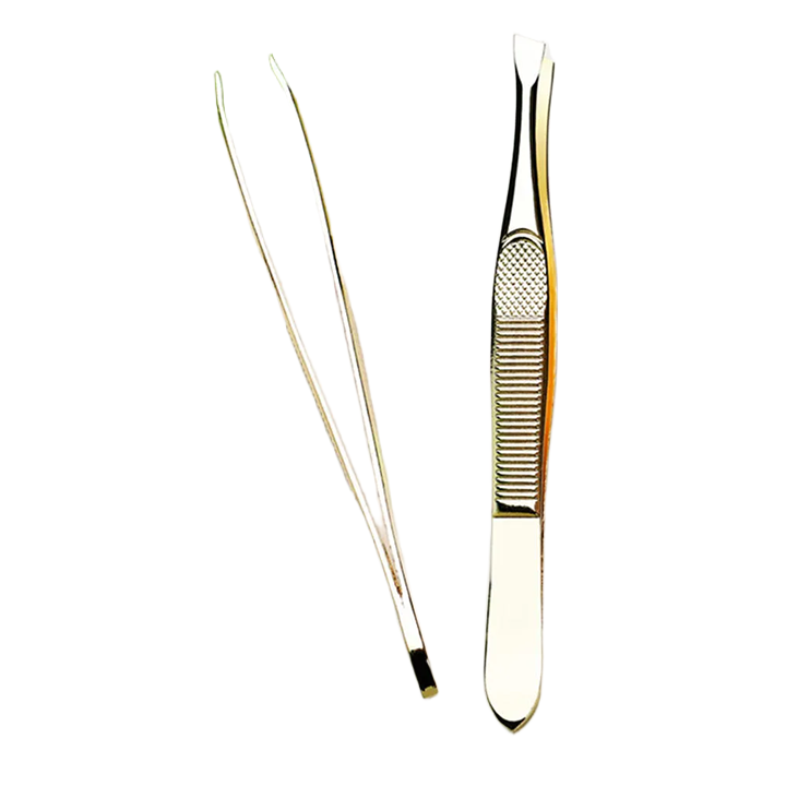 Picture of Stainless Steel (Flat) Tweezer (Golden Color) For Hair Removal - 1pcs