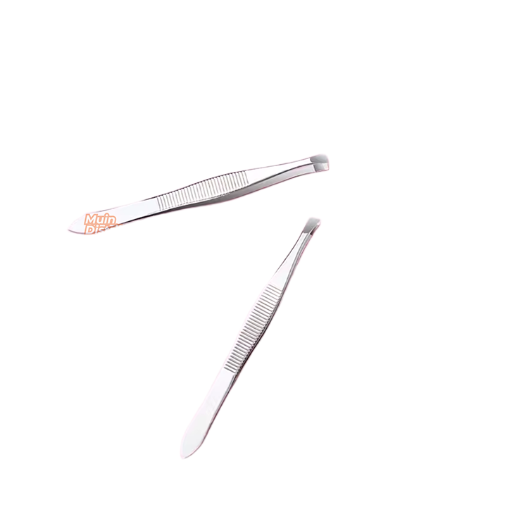 Picture of Stainless Steel (Flat) Tweezer (Silver Color) For Hair Removal - 1pcs