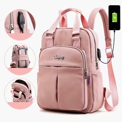 Picture of New leisure nylon ladies CHINA Bagpack (pink)