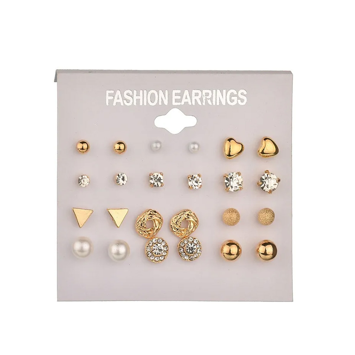 Picture of 12 Pairs/Set Fashion Crystal Simulated Pearl Ear Studs for Women
