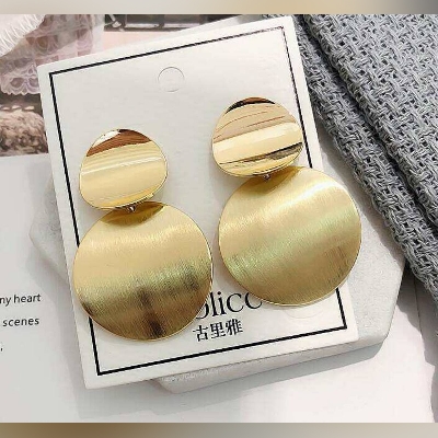 Picture of Statement earrings Geometric Circle Metal Drop Earrings from Women