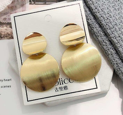 Picture of Statement earrings Geometric Circle Metal Drop Earrings from Women