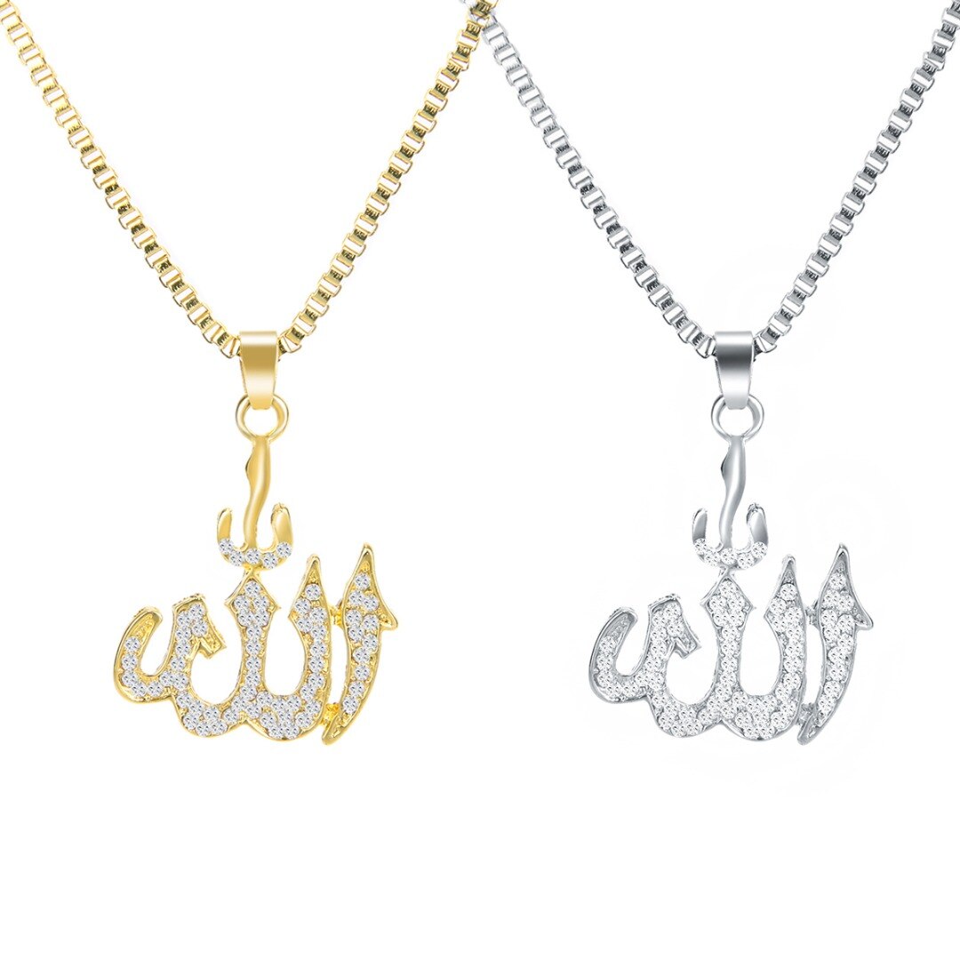 Picture of Men Women Religious Jewelry Crystal Charm Pendant Allah Necklace Indian Jewelry - Necklace For Girls
