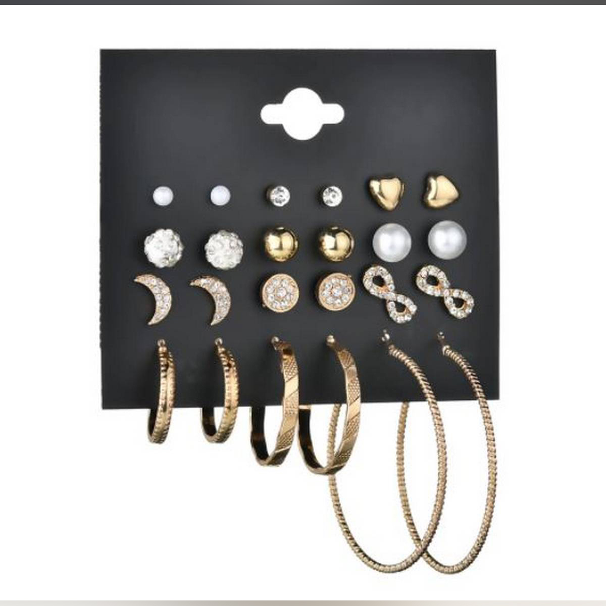 Picture of Euramerican temperament new 12 pairs of stars and moon small 8 word earrings for women - Kaner Dul - Kaner Dul