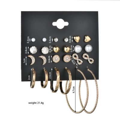 Picture of Euramerican temperament new 12 pairs of stars and moon small 8 word earrings for women - Kaner Dul - Kaner Dul