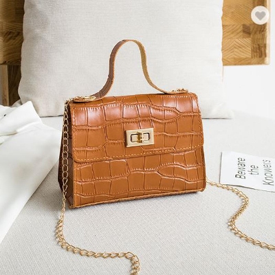 Picture of Small PU Leather hand bag women shoulder simple style with chain handle for ladies and girls crossbody bags - Bag -Bag for Women - Bag for Girls - ব্যাগ