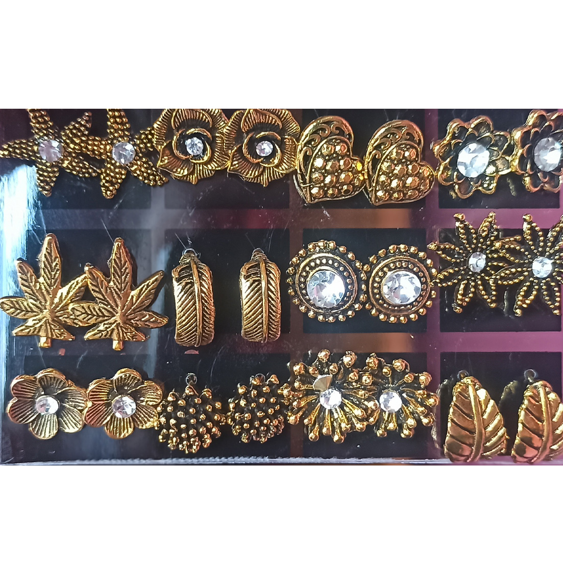 Picture of 12 pairs/set antiques different shape curved earring set jewellery  for women's fashion - Ear Ring