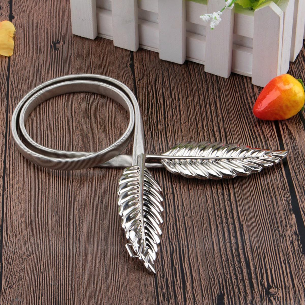Picture of Lady girls metal leaves elastic waist chain belt for women's fashion - Belt