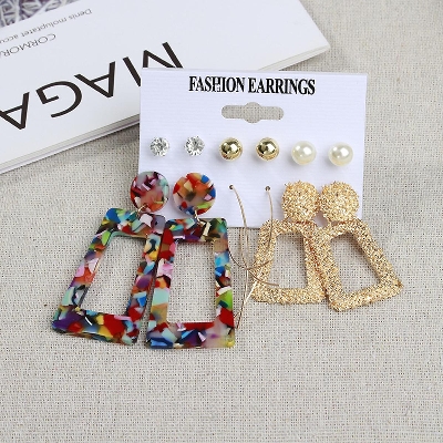Picture of 6 Pairs/set trendy modern stud earring set for women's fashion